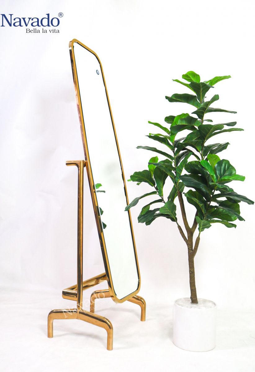 Gương soi toàn thân khung inox mạ vàng