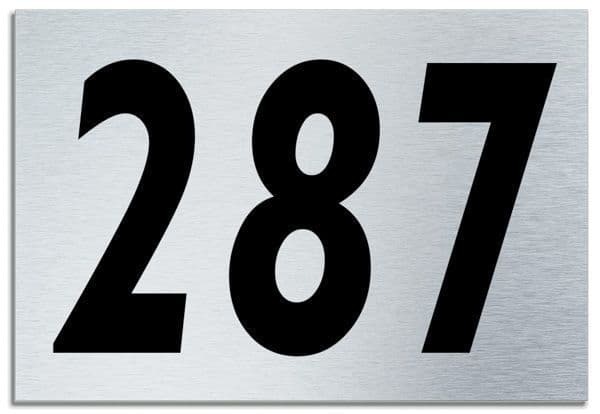 Number 287 Contemporary House Plaque Brusher Aluminium modern door sign