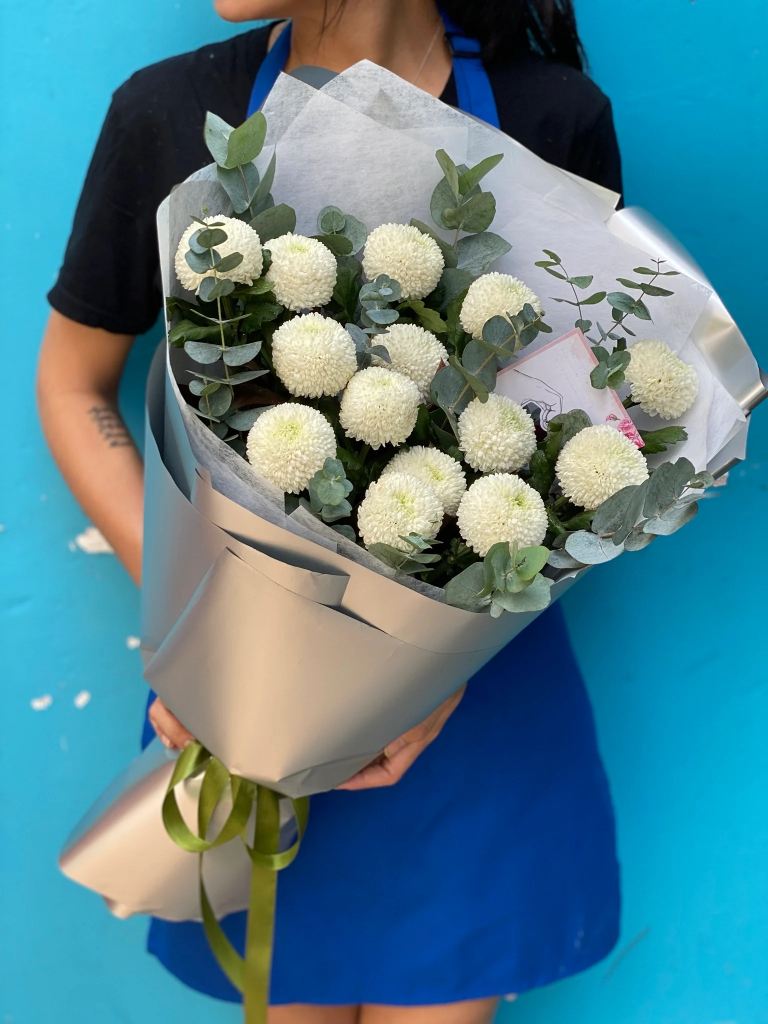 hoa cúc ping pong màu trắng