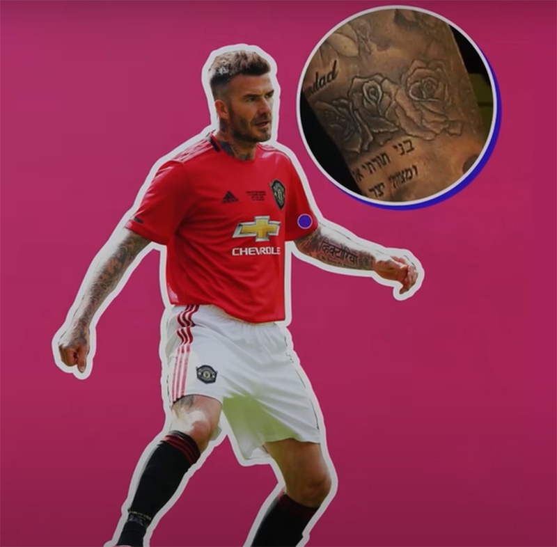 10 bông hồng trên cánh tay trái kỉ niệm tròn 10 năm ngày cưới của Beckham với Victoria
